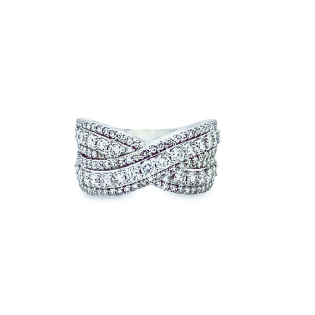 Lab Grown Diamond Band/Ring Crossover Style 1.50ctw Round Brilliant Cut .925 Sterling Silver