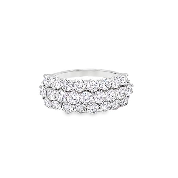 lab grown 3 row diamond band in 14k white gold front