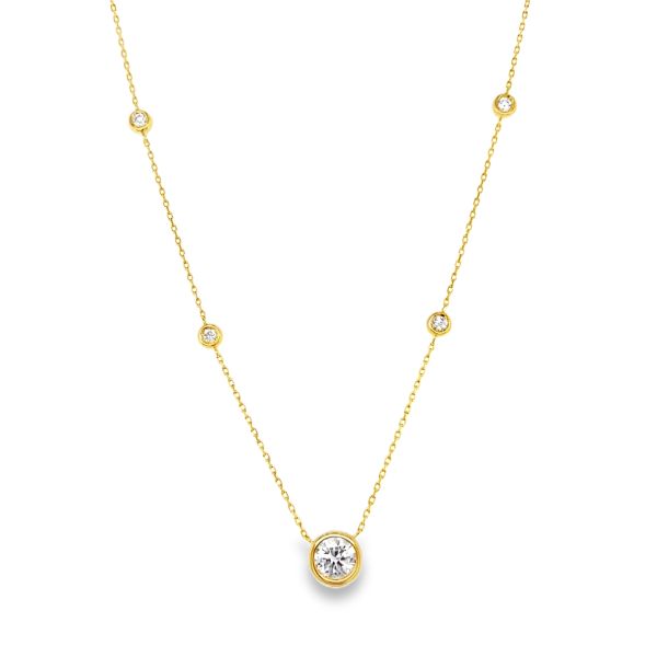 Lab Grown Diamond Chain Bezel Yellow Gold Front