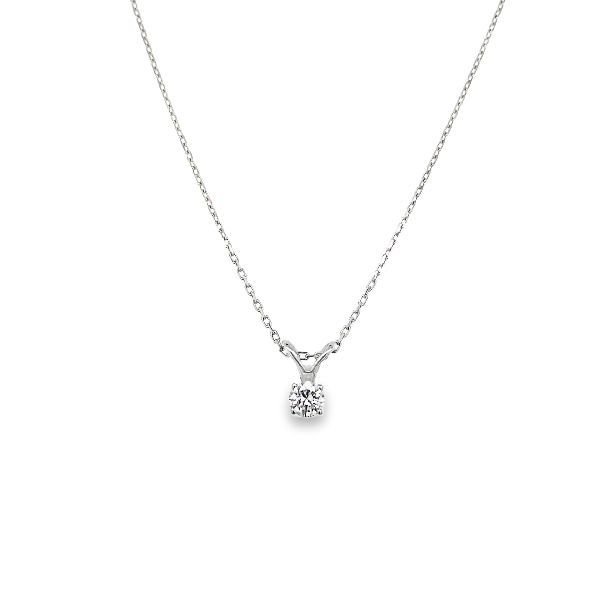 Lab grown diamond necklace in white gold front