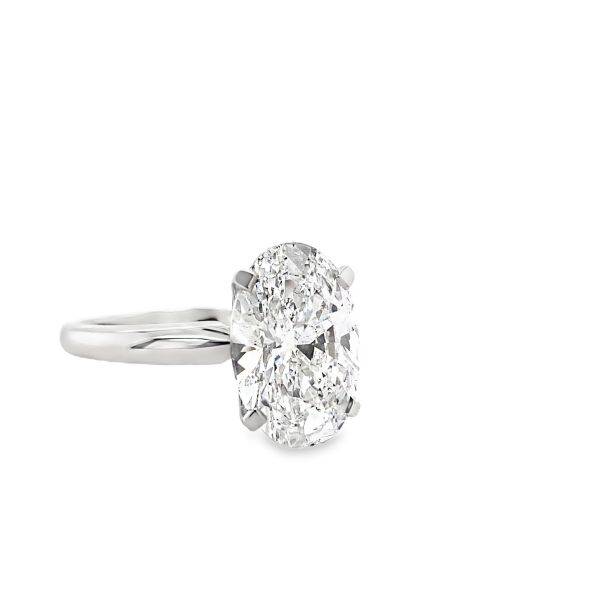 Lab Grown DIamond Oval Solitaire Ring White Gold Side Picture