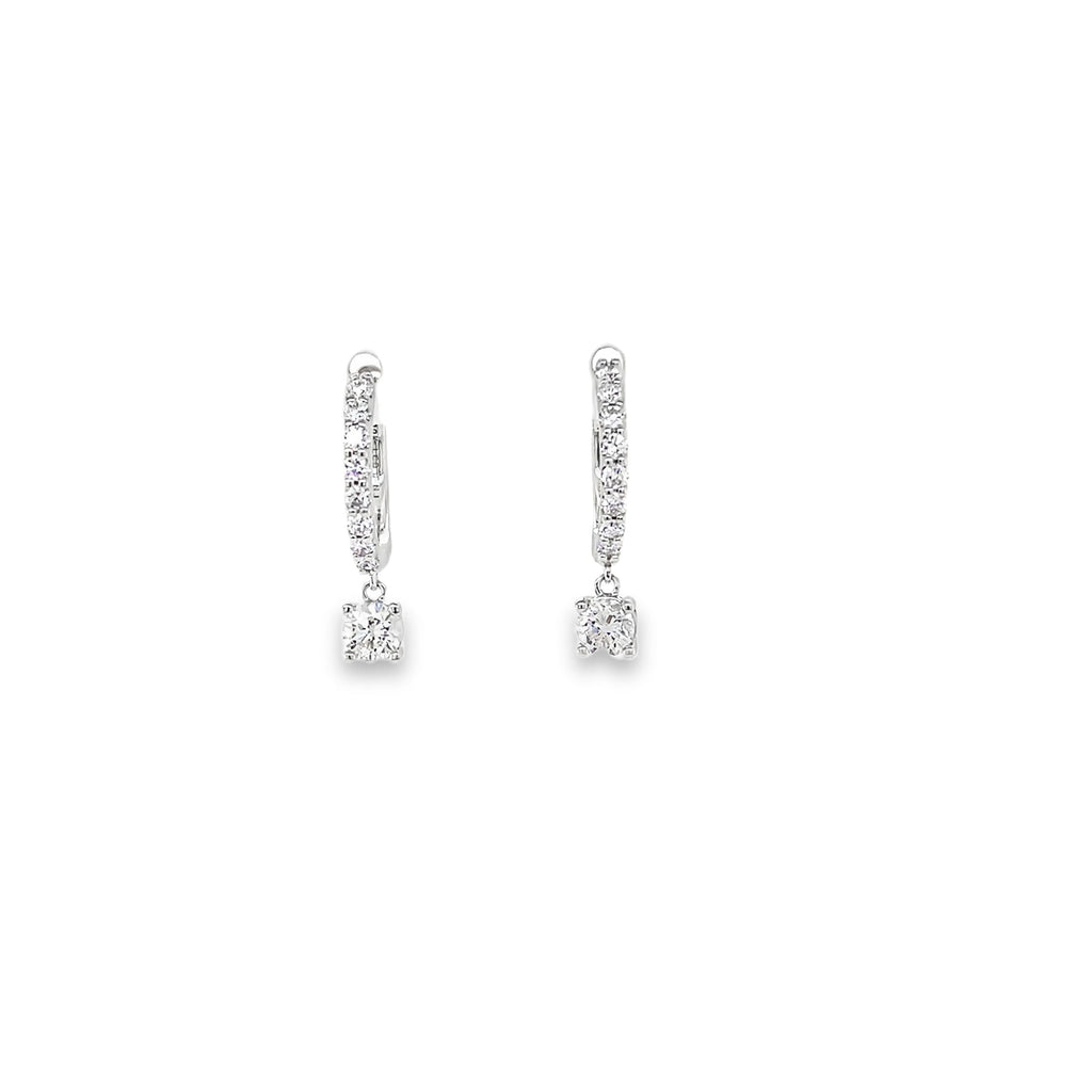 Lab Grown DIamond Drop/Hoops 14K White Gold Front 
