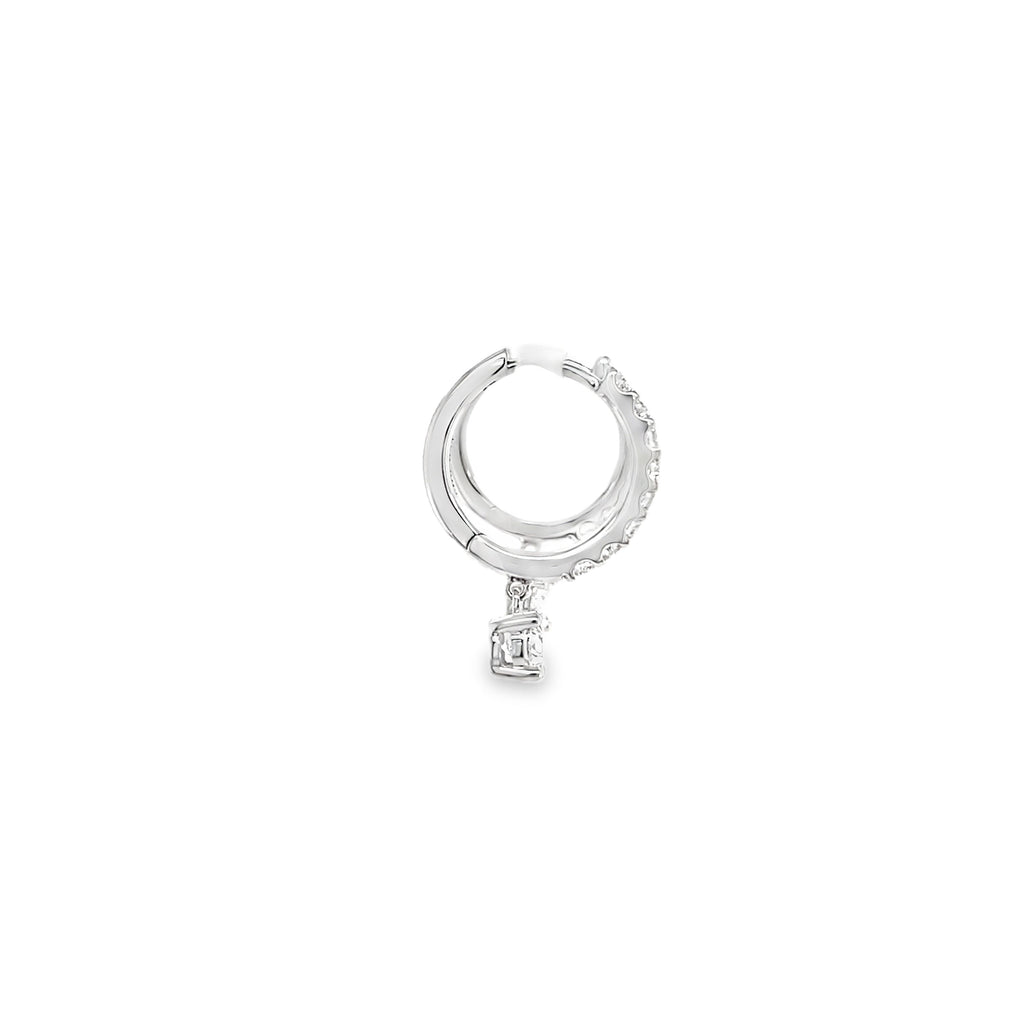 Lab Grown DIamond Hoops/Drop 14K White Gold Side