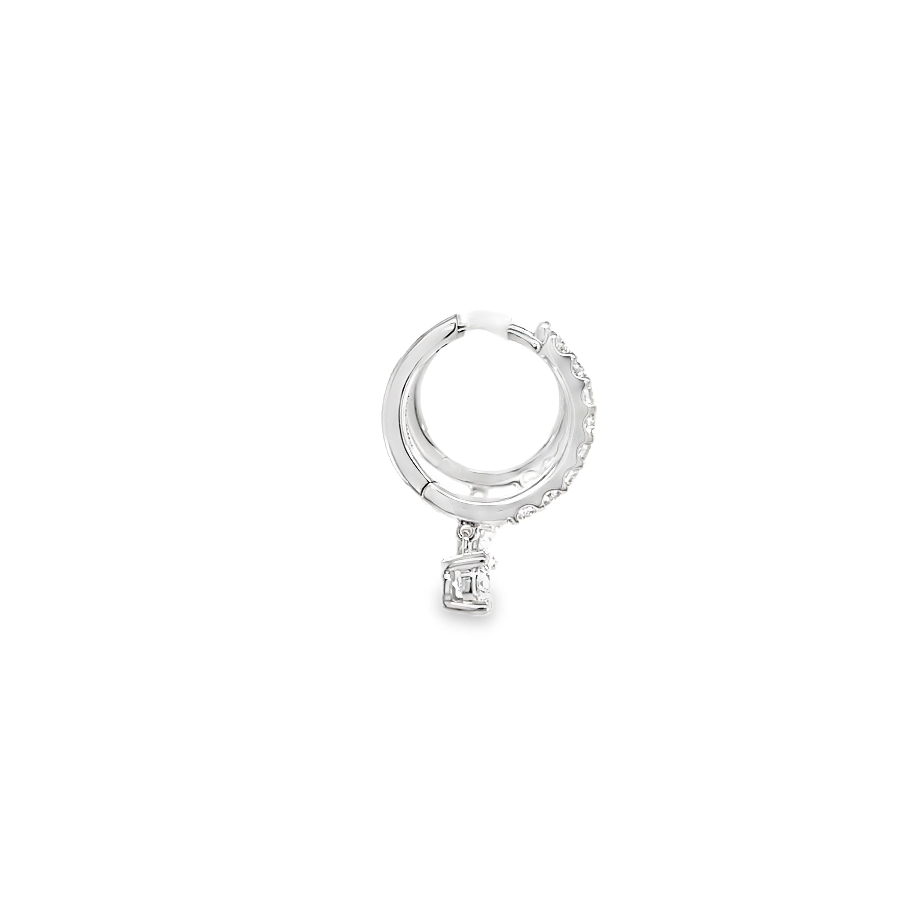 Lab Grown DIamond Hoops/Drop 14K White Gold Side