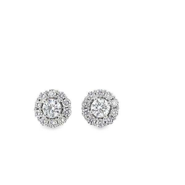 Lab Grown Diamond Halo Stud Earrings 1.50ctw 10K Gold