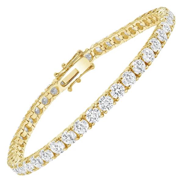 Lab Grown Diamond tennis Bracelet Yellow Gold Front Slanted