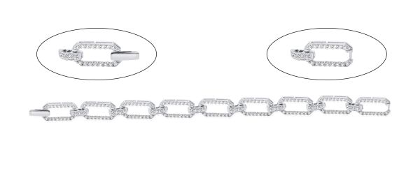 lab grown diamond link bracelet in 14k white gold