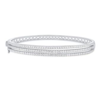 lab grown diamonds triple row bangle in 14k white gold