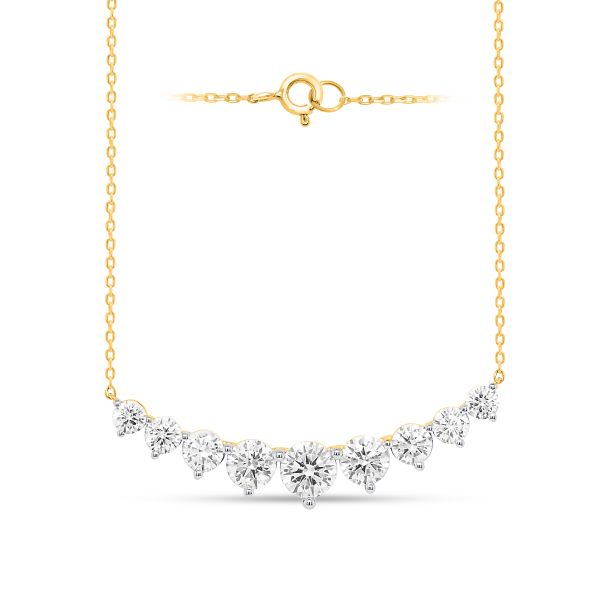 lab grown diamond necklace in 14 kt yellow gold