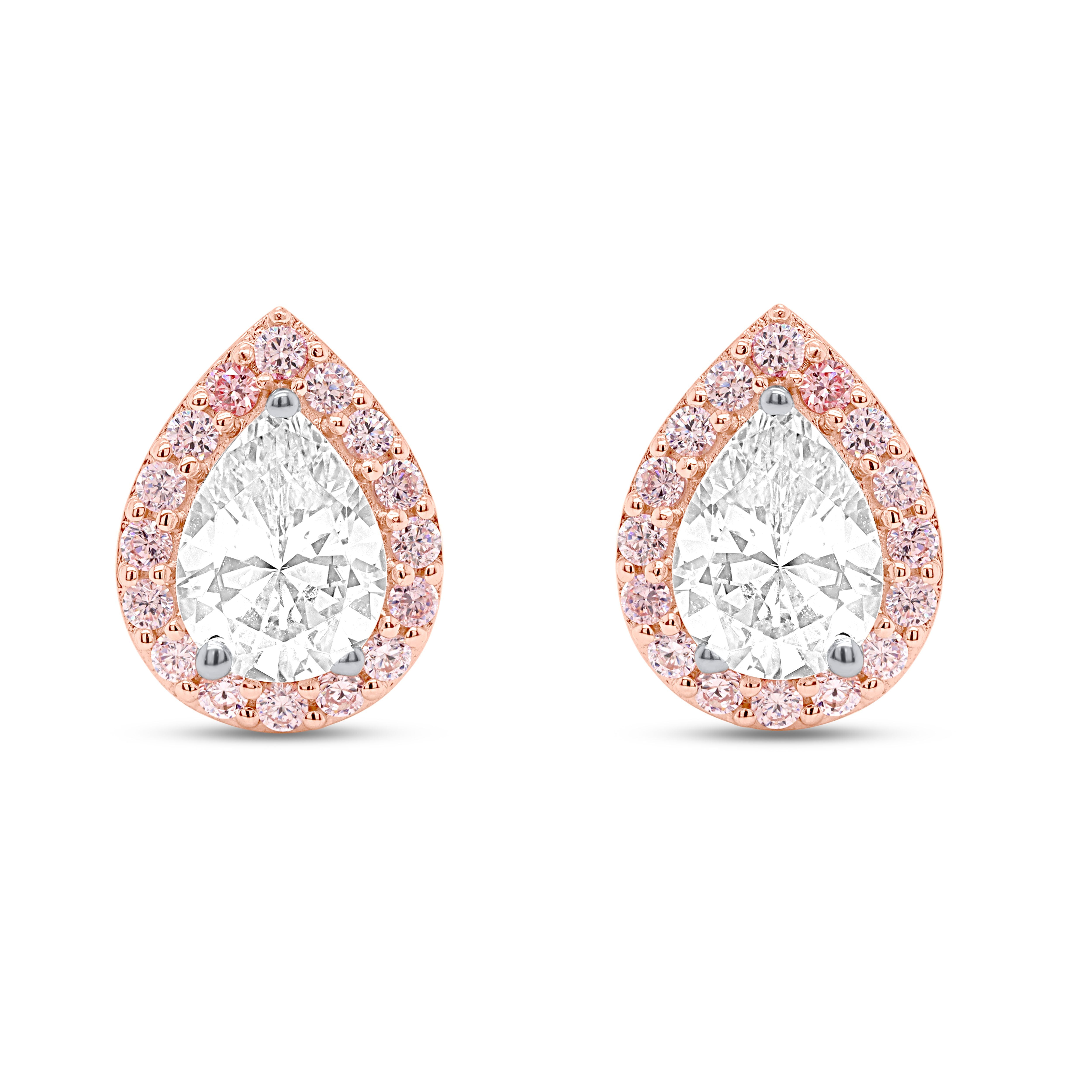 2.60ctw Lab Grown Pear Diamond Halo Stud Earrings