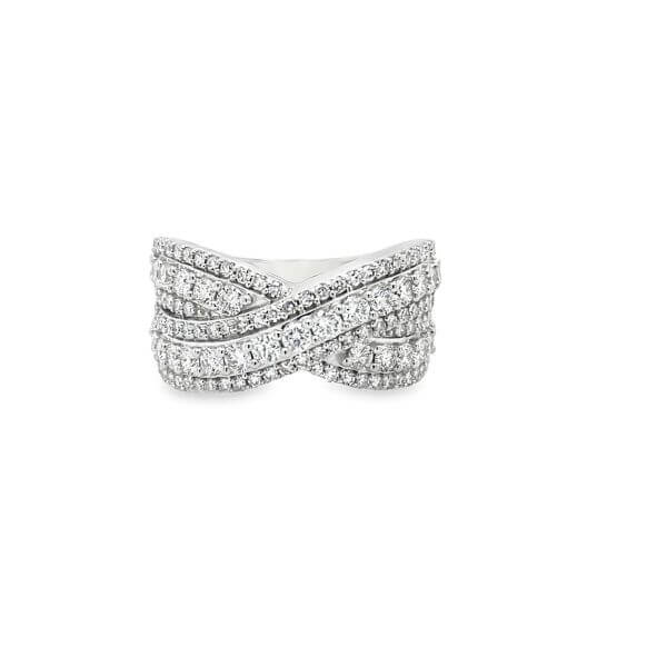 Lab Grown Diamond Crossover Band Ring in Sterling Silver Front