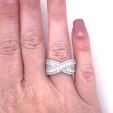 Lab Grown Diamond Crossover Band Ring in Sterling Silver in Finger