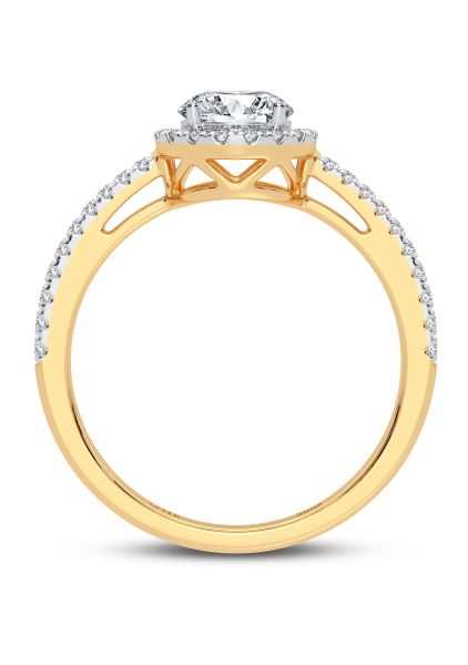 14K Yellow Gold 1.00 ctw Lab Grown Diamond Halo Engagement Ring