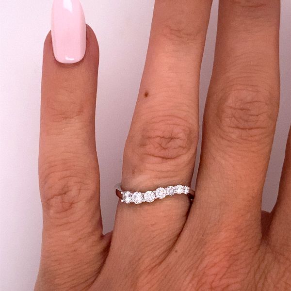 Lab Grown Diamond Band Front on a finger 