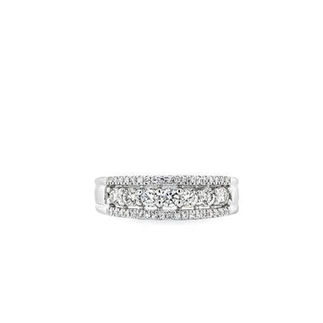 lab grown Diamond ring in 14k white gold on a white background