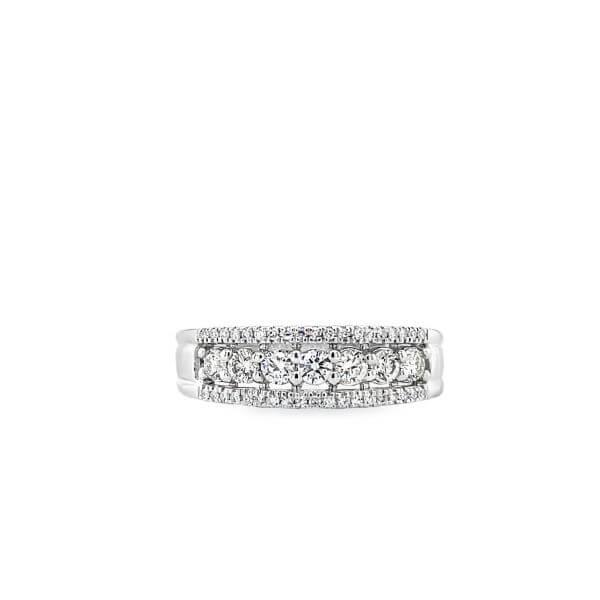 lab grown Diamond ring in 14k white gold on a white background