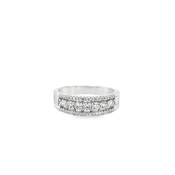 lab grown Diamond ring in 14k white gold on a white background