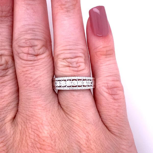 lab grown Diamond ring in 14k white gold on hand