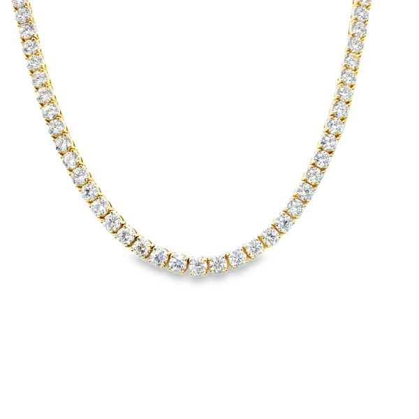 lab grown diamond tennis necklace in 14 kt yellow gold