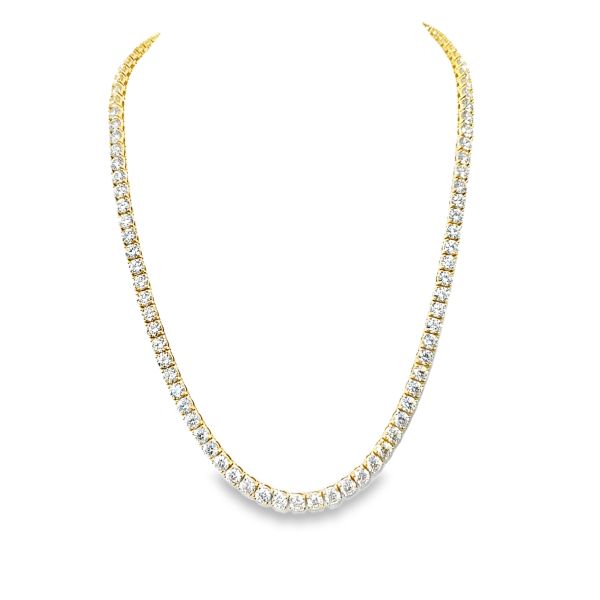 lab grown diamond tennis necklace in 14 kt yellow gold