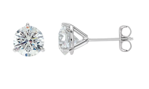 Lab Grown Diamond Studs White Gold Front and Side