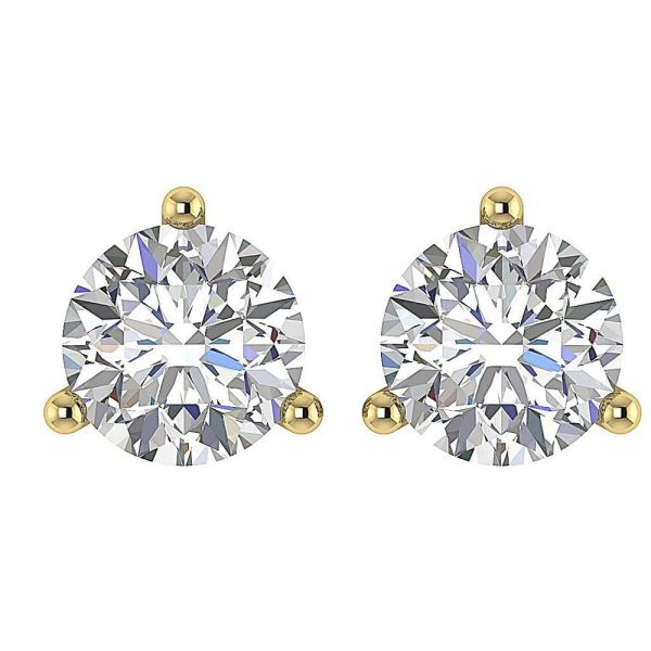 Lab Grown DIamond Studs Yellow Gold Front