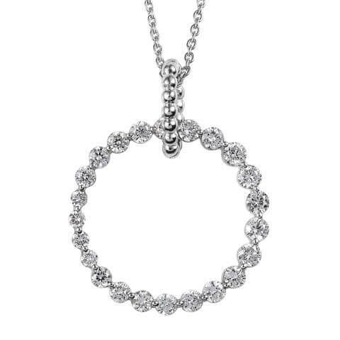 Lab Grown Diamond Circle Pendant Necklace in Sterling Silver Front