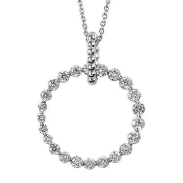 Lab Grown Diamond Circle Pendant Necklace in Sterling Silver Front