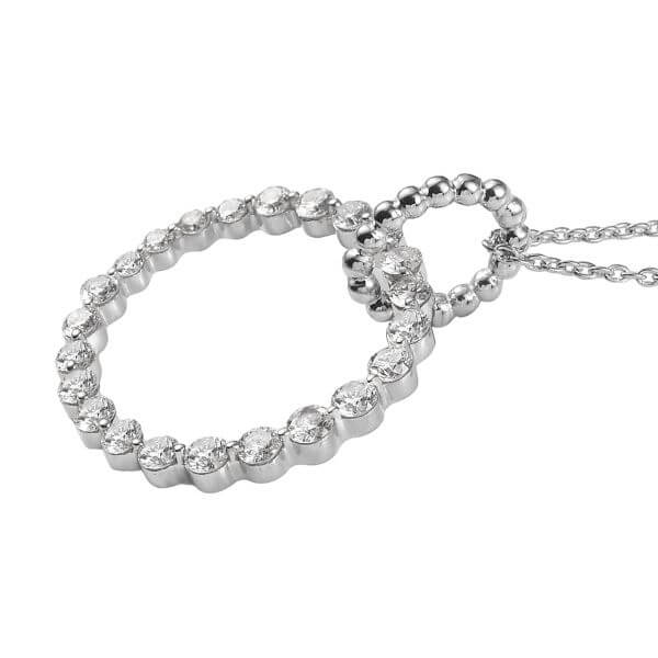 Lab Grown Diamond Circle Pendant Necklace in Sterling Silver Side
