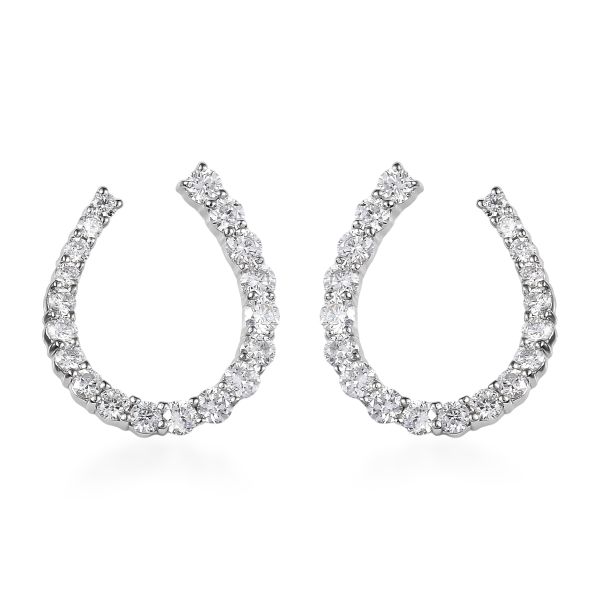Lab Grown Diamond Hoop Earrings .925 Sterling Silver 1.76ctw Round Brilliant Wrap Front Facing Hoops