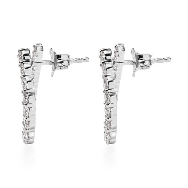 Lab Grown Diamond Hoop Earrings .925 Sterling Silver 1.76ctw Round Brilliant Wrap Front Facing Hoops