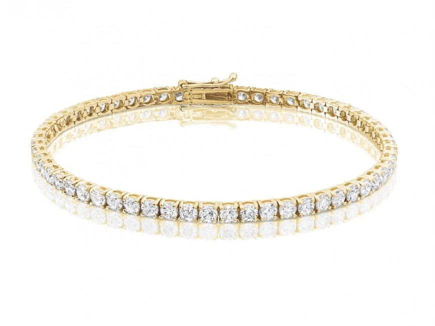 Lab Grown Diamond Tennis Bracelet ab created diamond bracelet Yellow Gold Front 