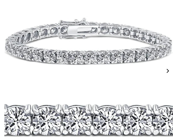 Lab Grown Diamond tennis Bracelet White Gold Front and zoom