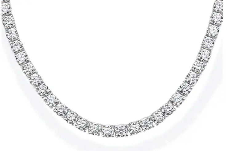 lab grown Diamond necklace on a white background in 14k white gold 
