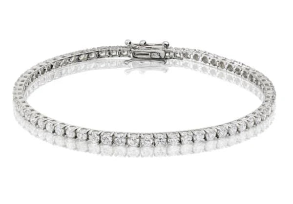 Lab Grown Diamond Tennis Bracelet Elegant lab created diamond bracelet White Gold Front