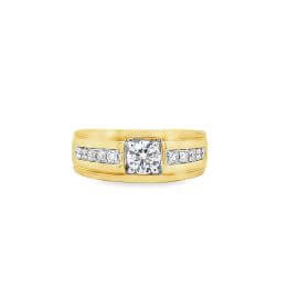 10k mens lab grown diamond ring in yellow gold