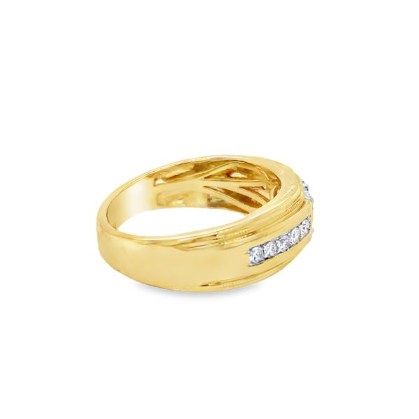 10k mens lab grown diamond ring in yellow gold side