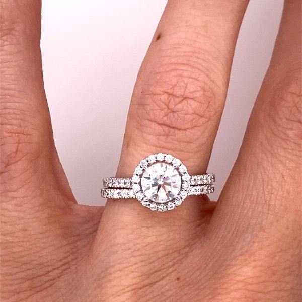 1.60 CTW Lab Grown Halo Diamond Bridal Set