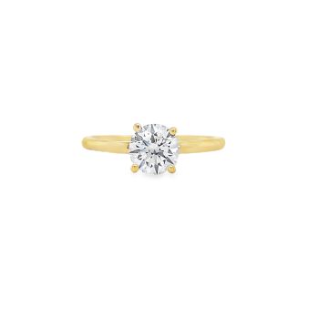 lab grown round cut solitaire ring in yellow gold