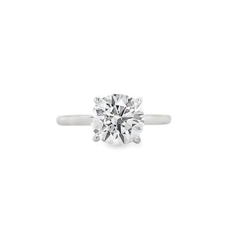 lab grown round cut solitaire ring in white gold