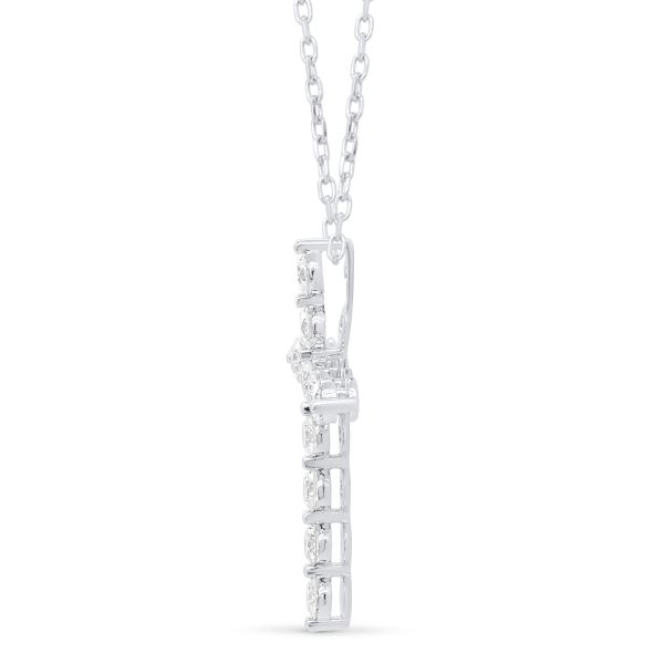 lab grown diamond cross necklace in 14 kt white gold side picture