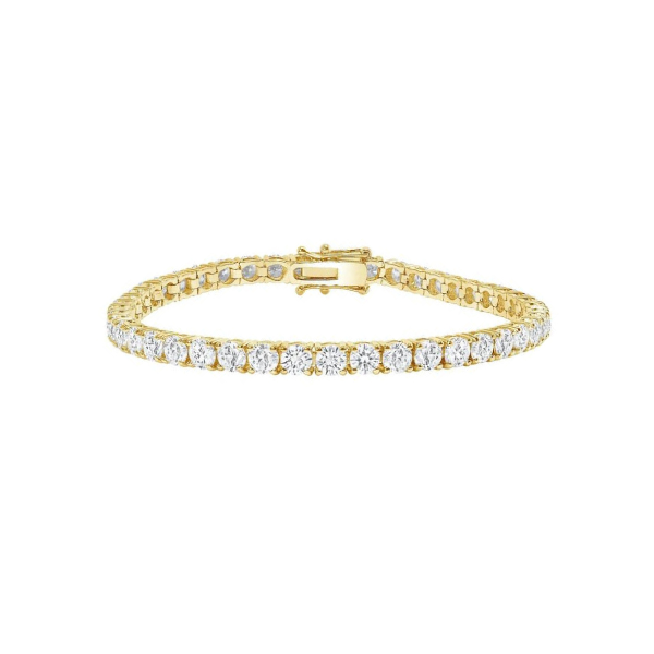 lab grown diamond tennis bracelet in 14k yellow gold