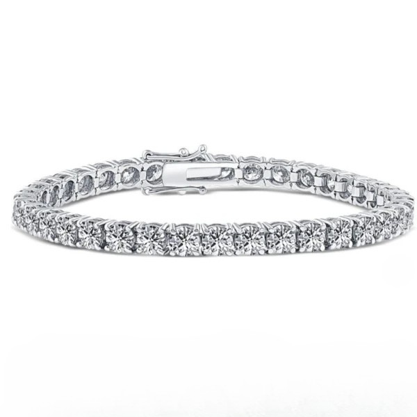 Lab Grown Diamond Tennis Bracelet Lab created diamond bracelet White Gold Front 