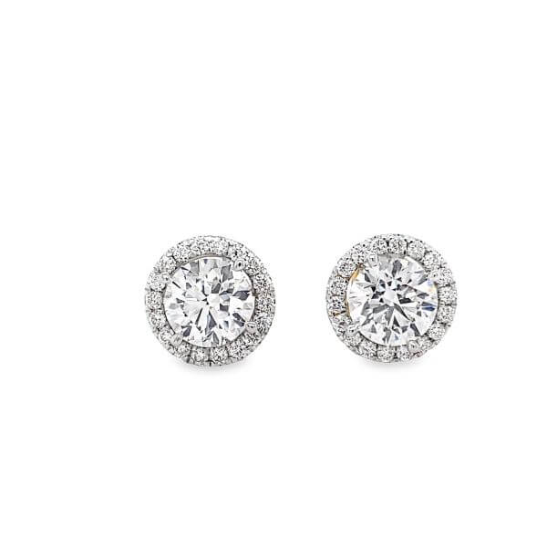 4.50ctw Lab Grown Diamond Halo Earrings 14k Yellow Gold 2ct center stones