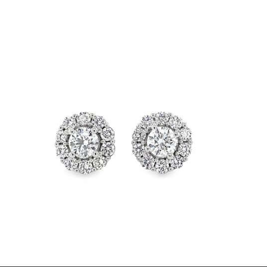 3.75ctw lab grown diamond stud earrings 10k white gold round brilliant cut