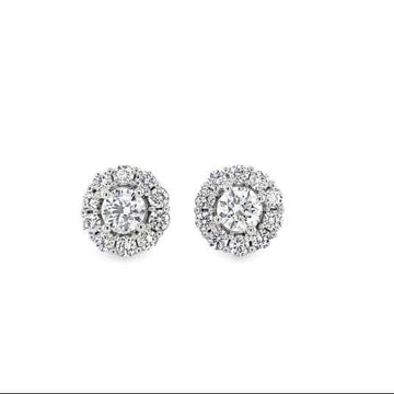 3.75ctw lab grown diamond stud earrings 10k white gold round brilliant cut