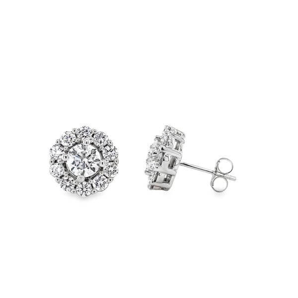 Durable 10k white gold 4-prong setting 4.3g for large diamond studs