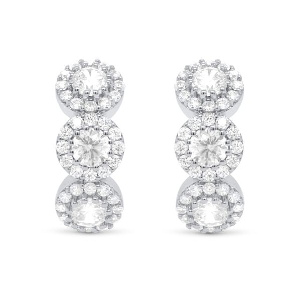 lab grown halo huggie hoops in white gold