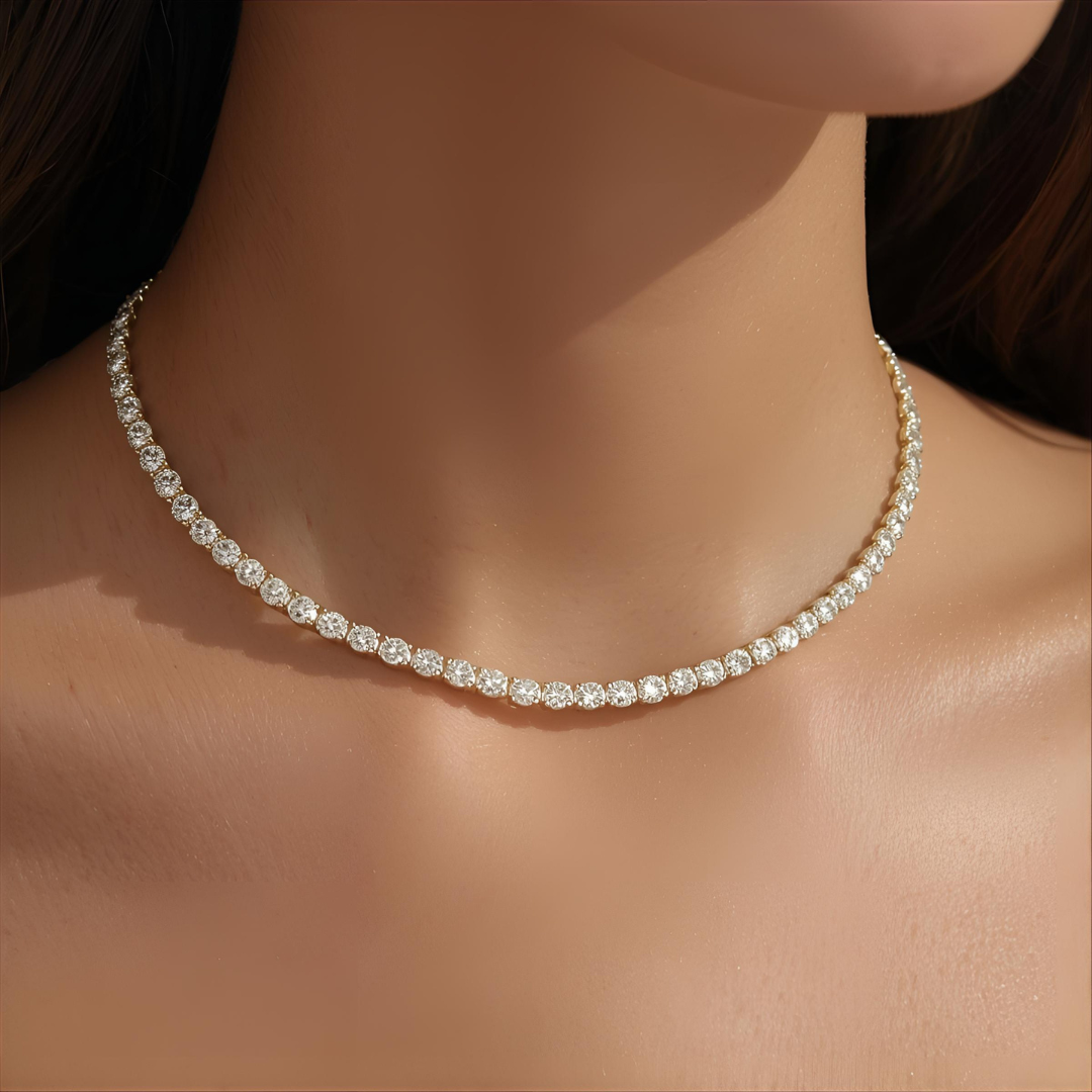 Lab-Grown Diamond Tennis Necklace 8.00 CTW in 14K Gold, 16" Length