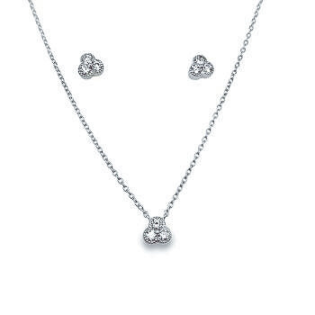 Lab Grown Diamond 0.53ctw Trio Set – Studs and Necklace, .925 Sterling Silver
